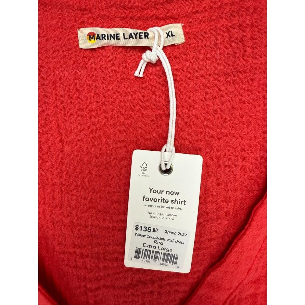 NWT Marine Layer Willow Doublecloth Midi Dress in Red Size XL - Picture 6 of 10